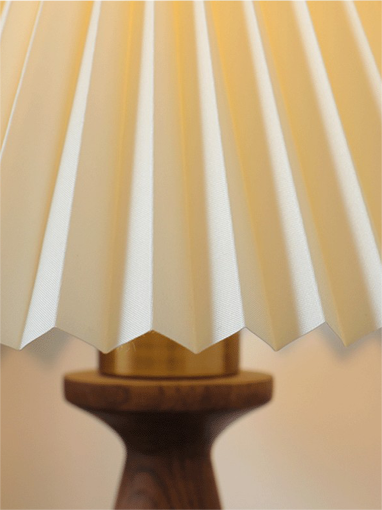 Riko Wood Fabric Pleated Table Lamp - Cueteks