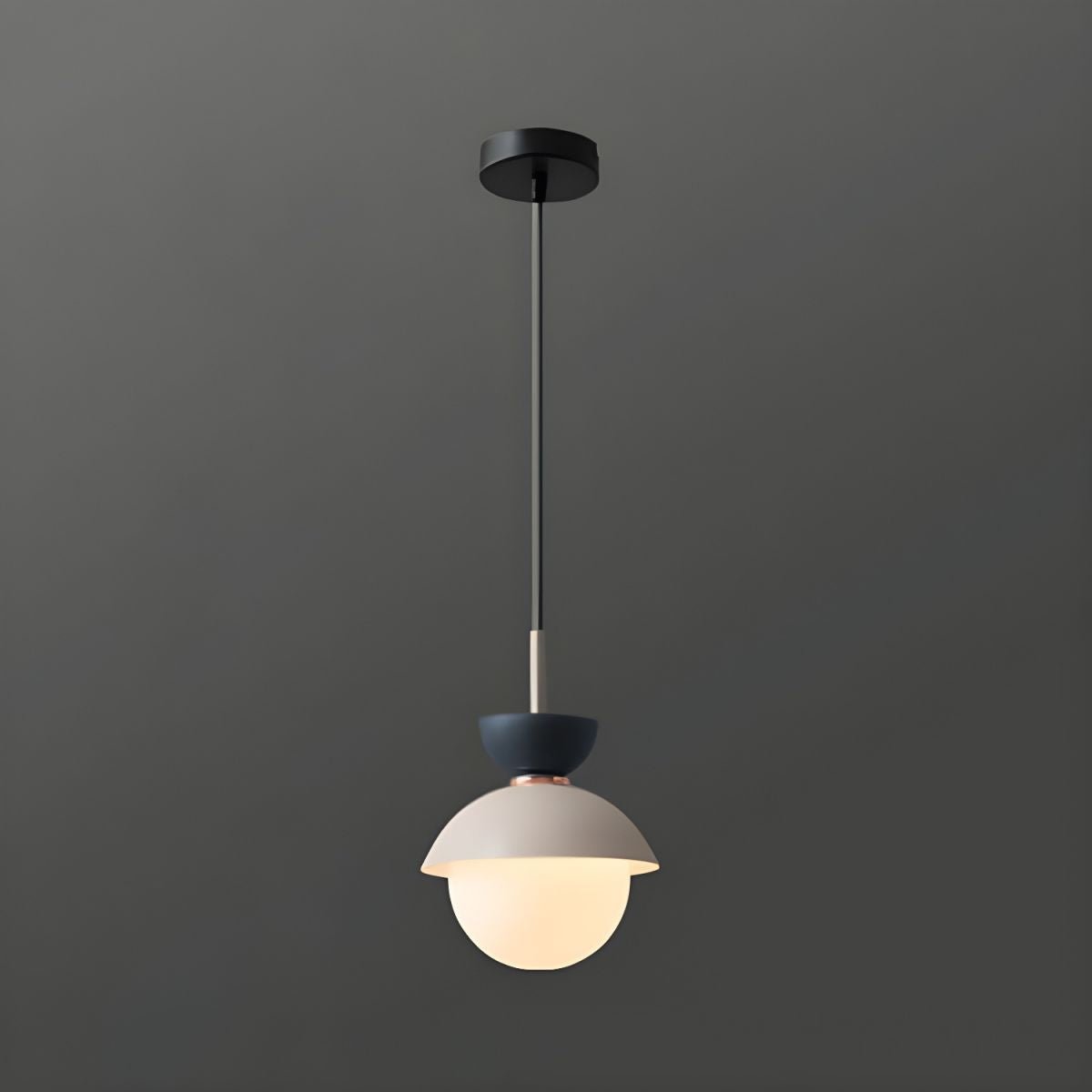 Dark blue upper cup with gray lower shade pendant