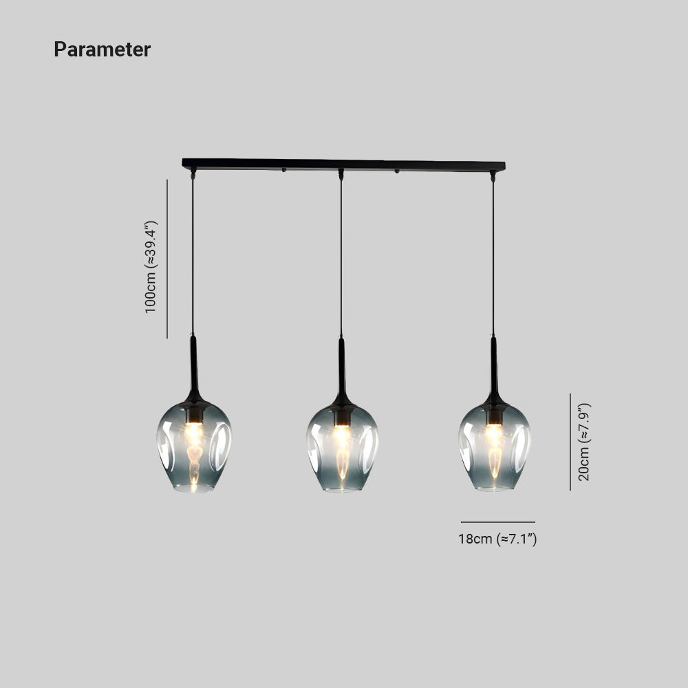 Hailie diagram with 18 cm shade width, 20 cm shade height and separate 100 cm suspension label