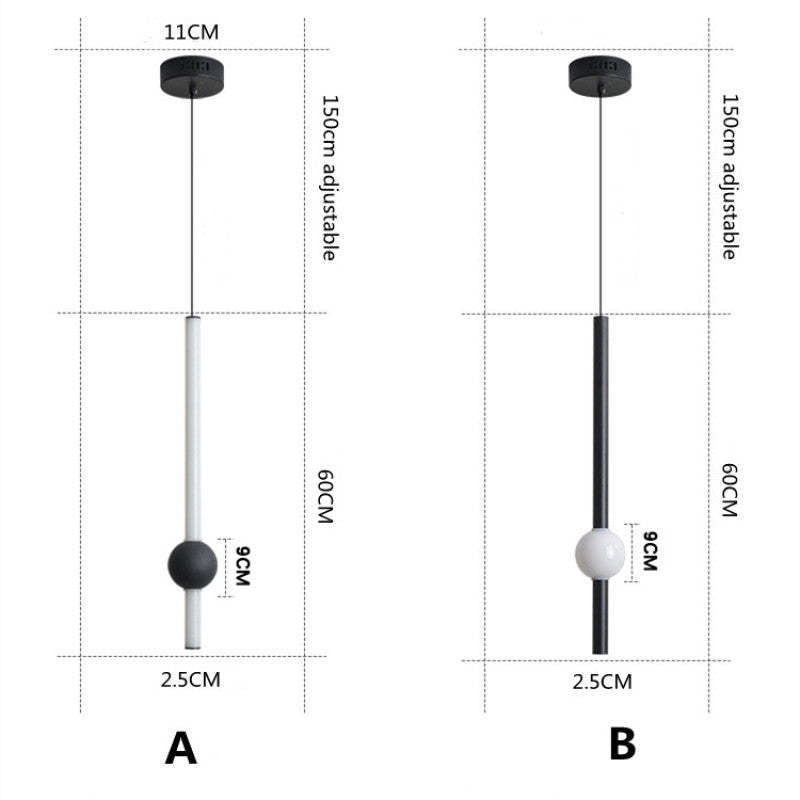 Carr A/B diagram labels150cm adjustable suspension60cm body9cm globe11cm canopy and2.5cm rod width.