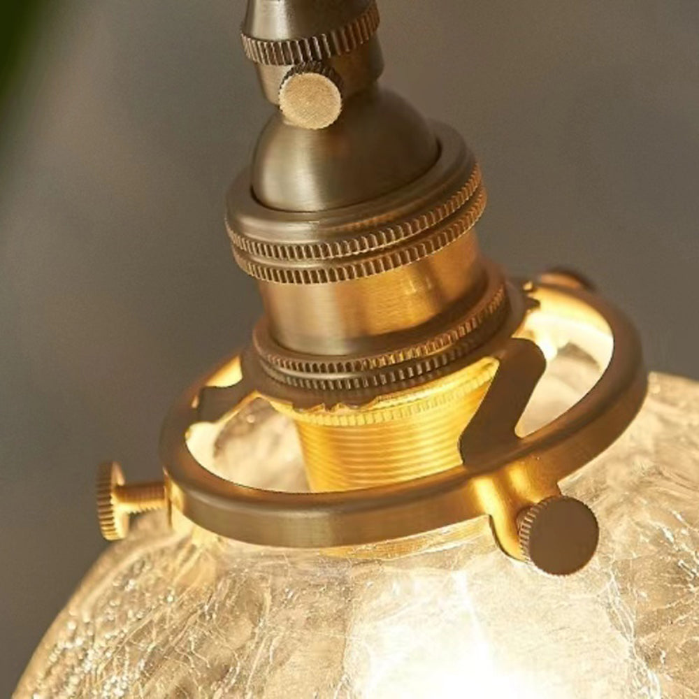 Close view of the Hailie decorative upper fitting and glass retaining ring