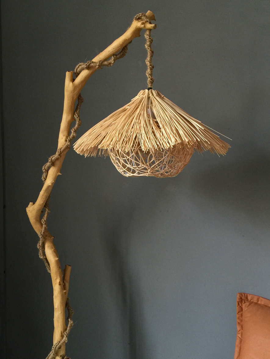 Rustic Rattan Wooden Birdcage Floor Lamp - Cueteks