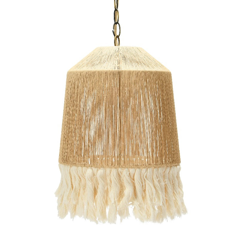 Tall tapered rope pendant with light fringe