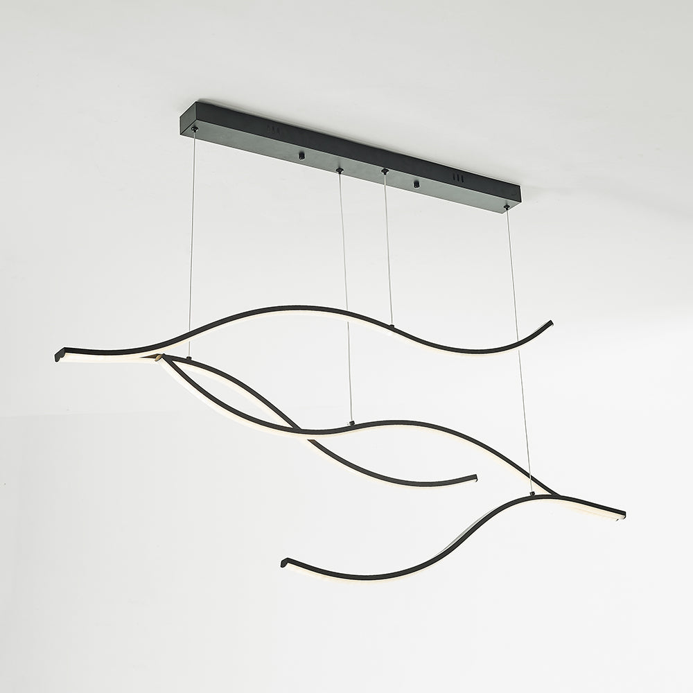 Oblique close view of black curved light bars, illuminated white inserts, suspension lines and canopy vents