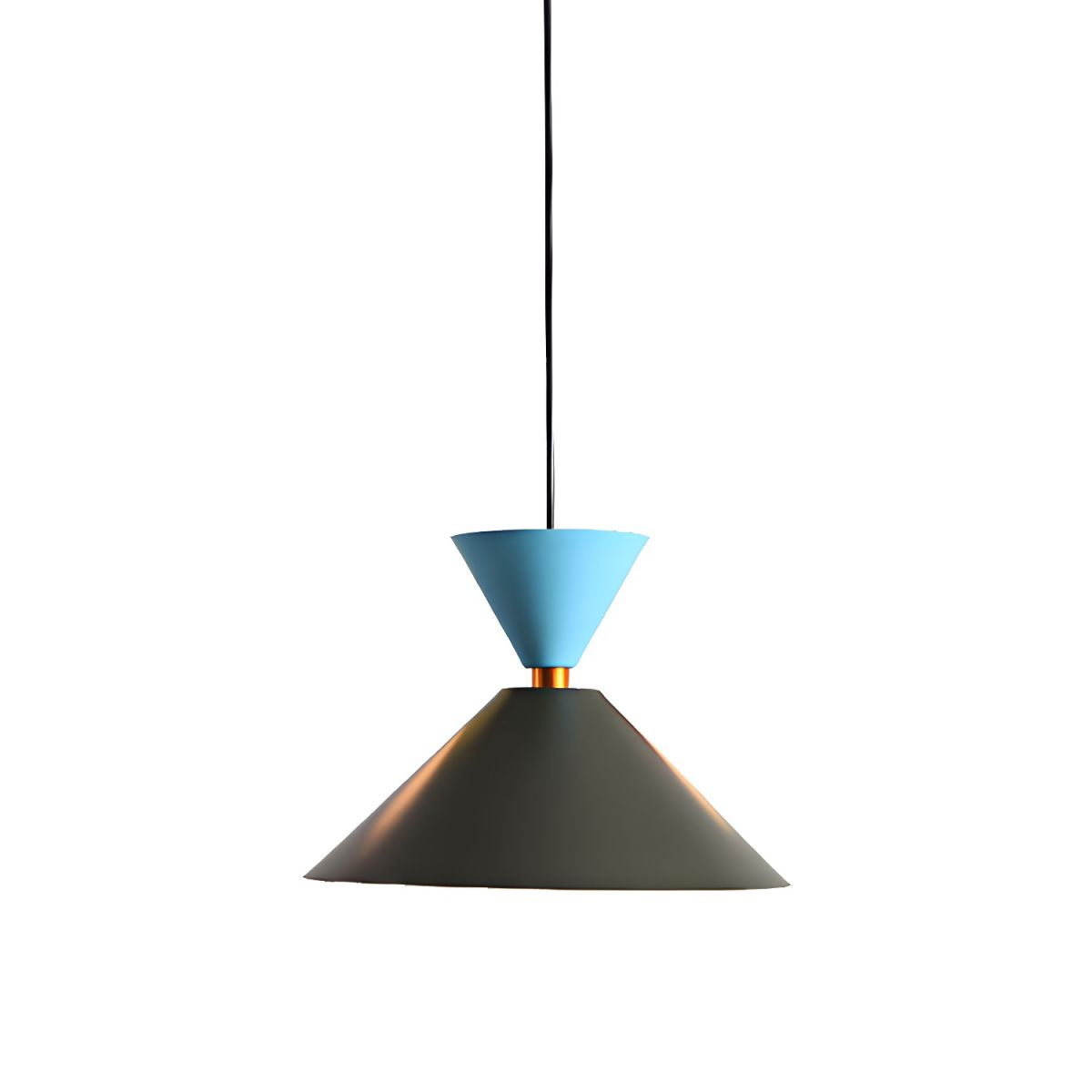 Dark Gray broad cone pendant isolated on white