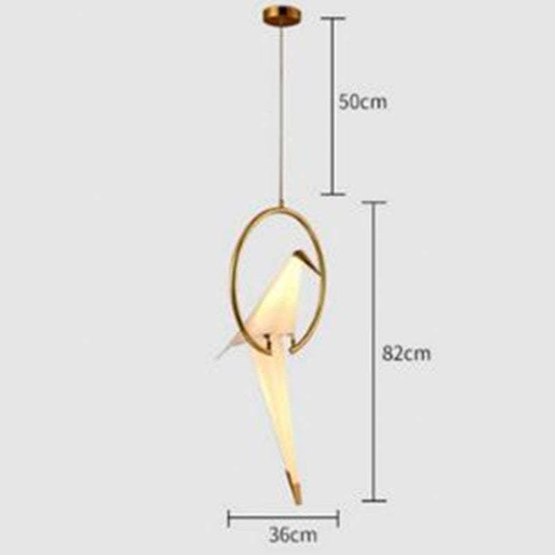 Single-bird pendant dimensions: 36 cm width, 82 cm body height and 50 cm suspension segment.