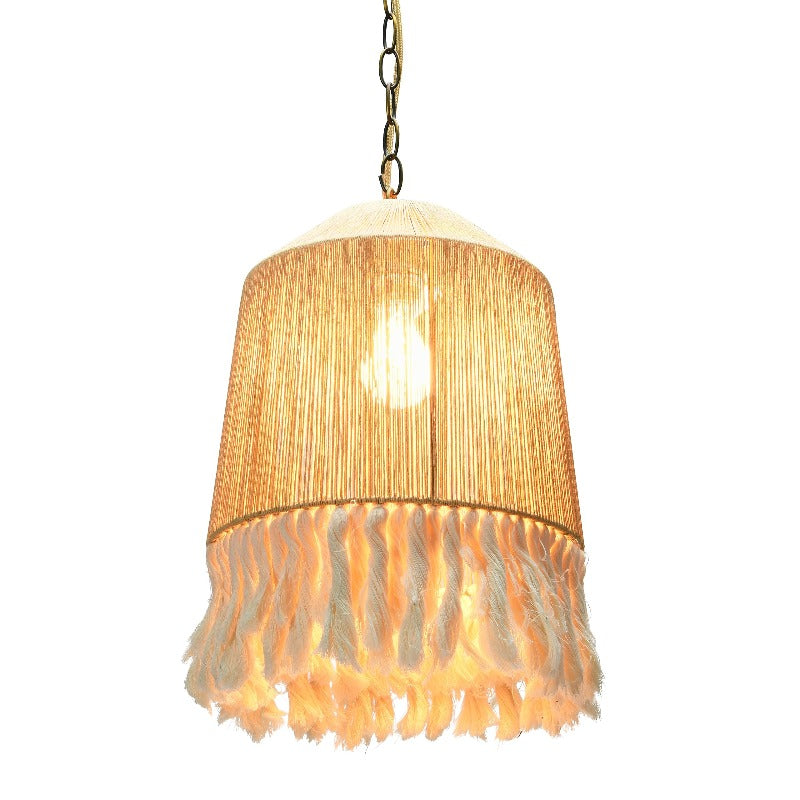 Illuminated tapered rope pendant and fringe