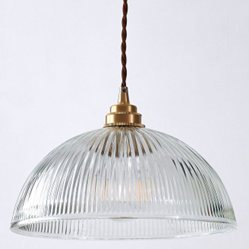 Alessio ribbed glass bowl shade with gold-coloured metal top fitting