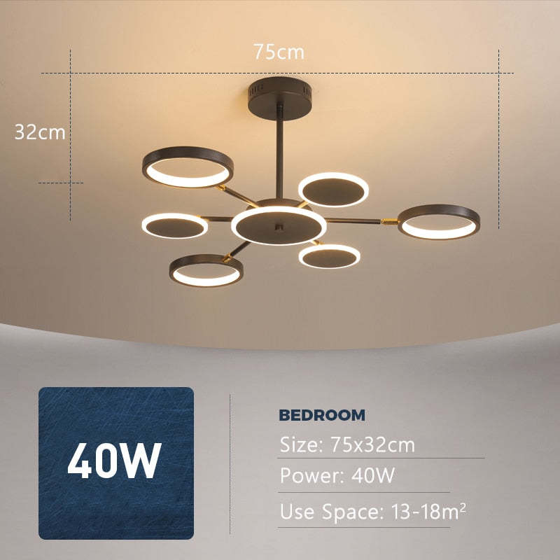 Six-arm Sumait graphic marking 75 × 32 cm, 40 W and a suggested 13–18 m² area