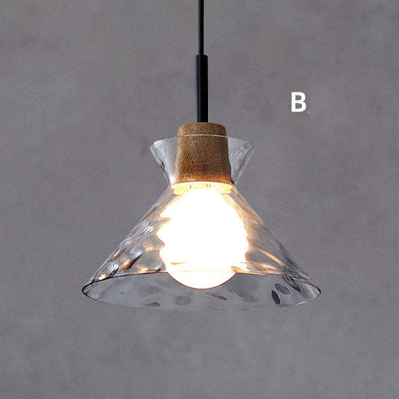 Style B flared cone clear glass pendant