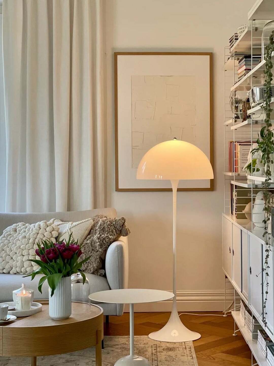 Mid-Century Acrylic Panthella Floor Lamp in White - Cueteks