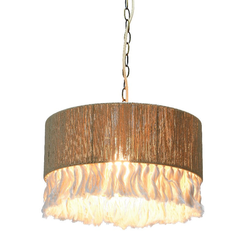 Illuminated wide rope drum with pale fringe