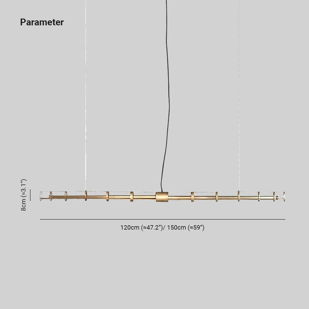 Edge guide showing horizontal lengths of 120 or 150 cm and an 8 cm body height beside the gold-tone ring frame