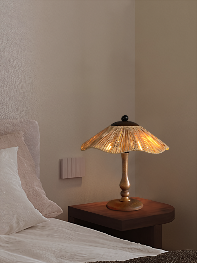 Oakley Lotus Braided Straw Table Lamp - Cueteks