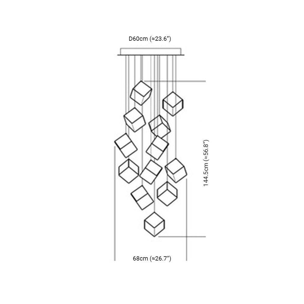 Twelve-cube pendant diagram with 60 cm top span