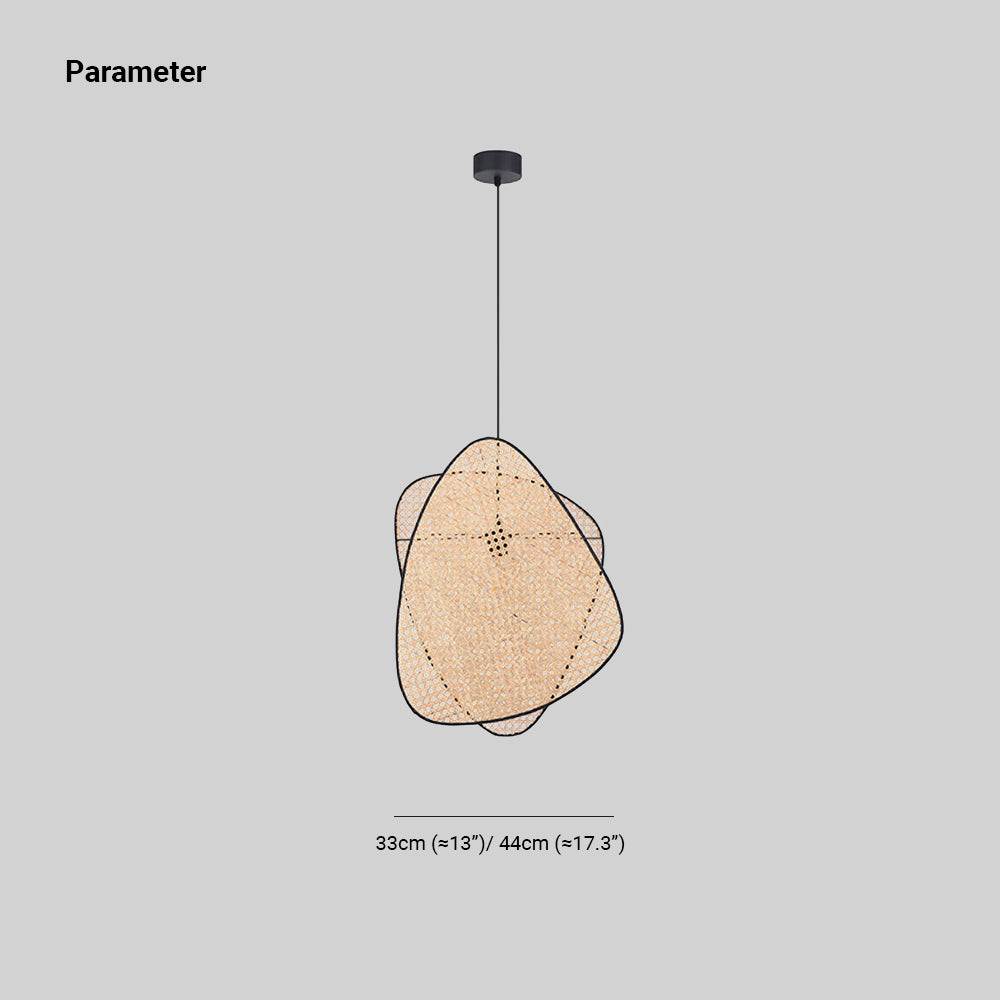 Ritta woven pendant size diagram showing 33 cm and 44 cm widths.