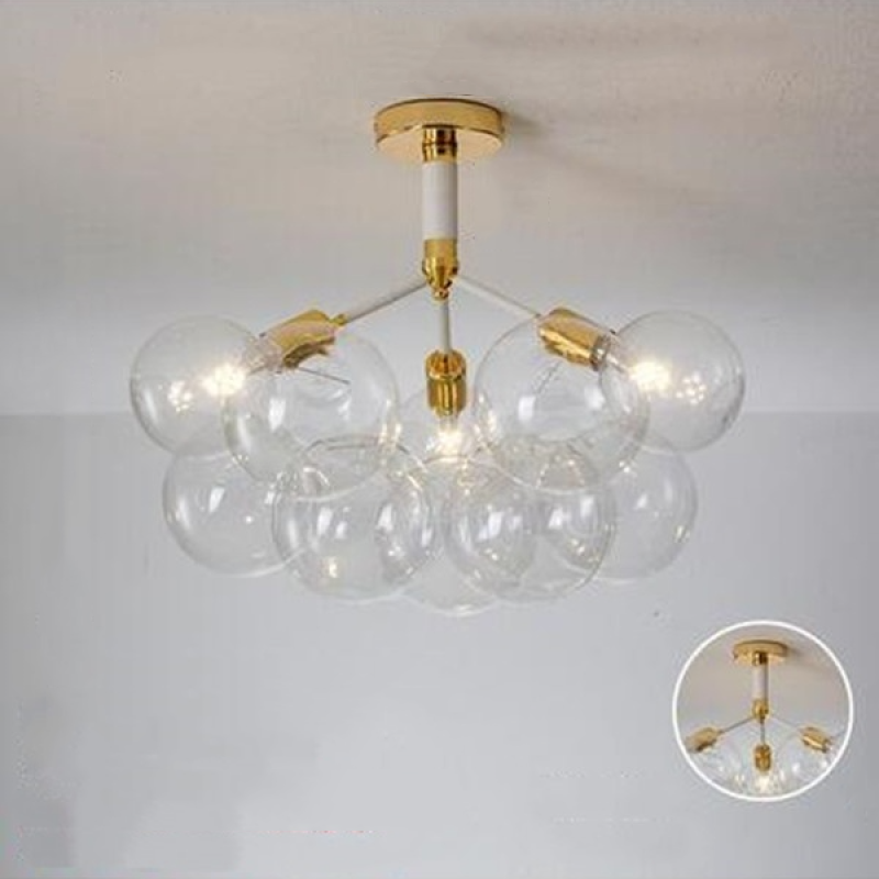 Valentina Nordic Luxury Clear Bubble Pendant Light , White/Black/Coffee - Cueteks