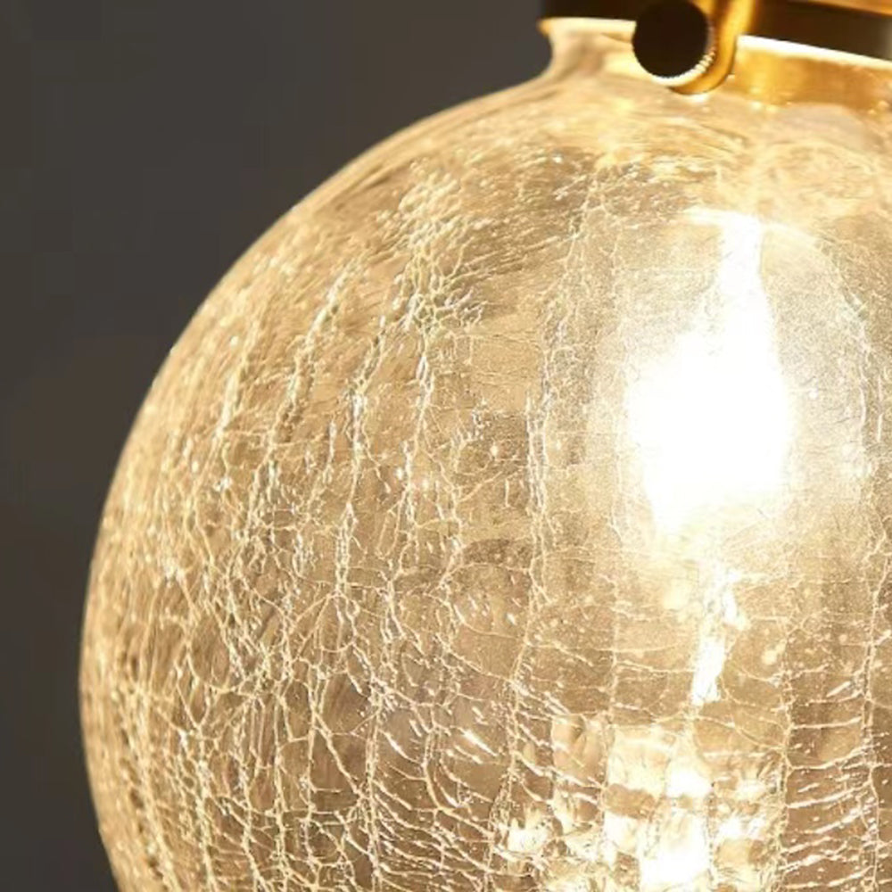 Close view of the Hailie textured glass surface and glowing bulb
