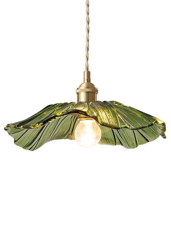 Design B green fluted lotus pendant on white