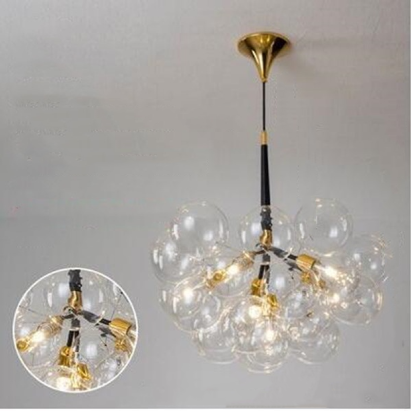 Valentina Nordic Luxury Clear Bubble Pendant Light , White/Black/Coffee - Cueteks