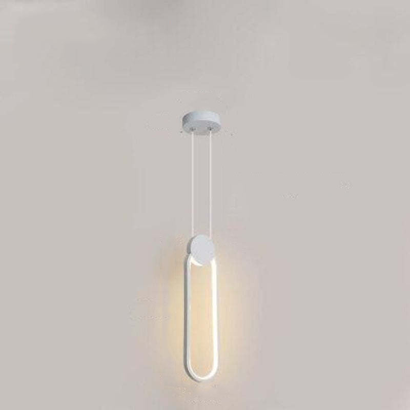 White elongated oval-loop pendant