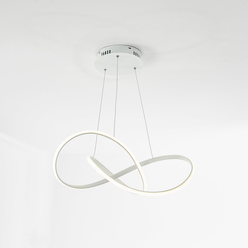 White Louise loop pendant with round white canopy.