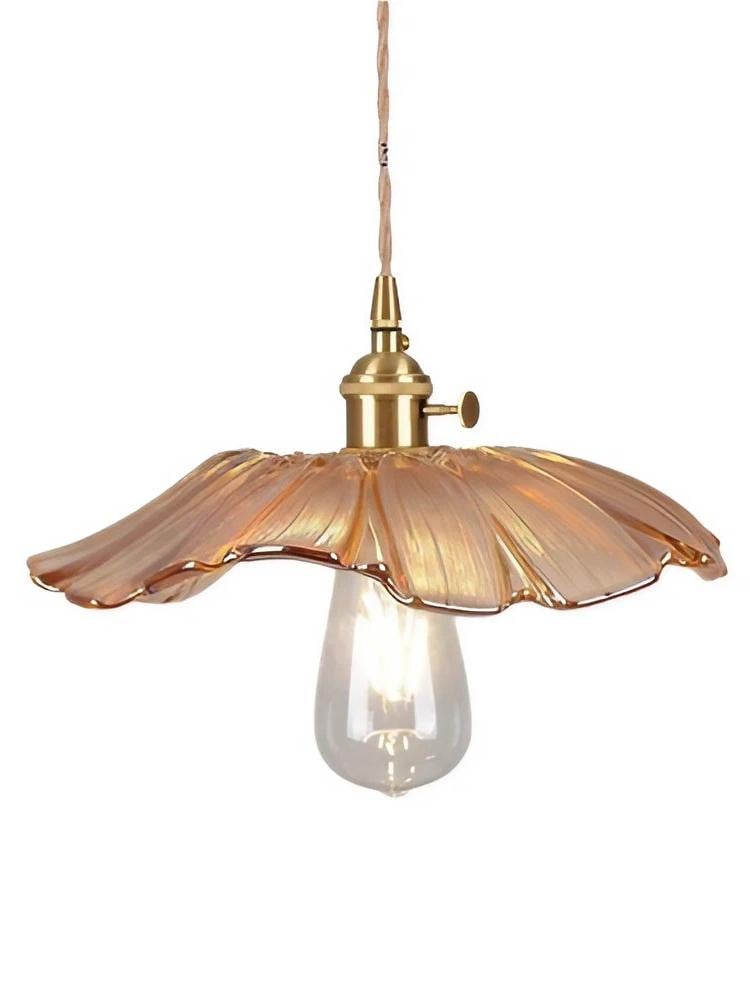 Design B amber fluted lotus pendant on white