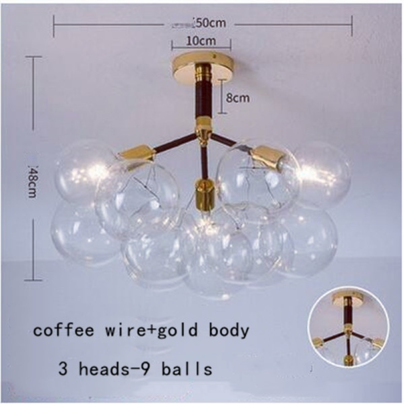 Valentina Nordic Luxury Clear Bubble Pendant Light , White/Black/Coffee - Cueteks