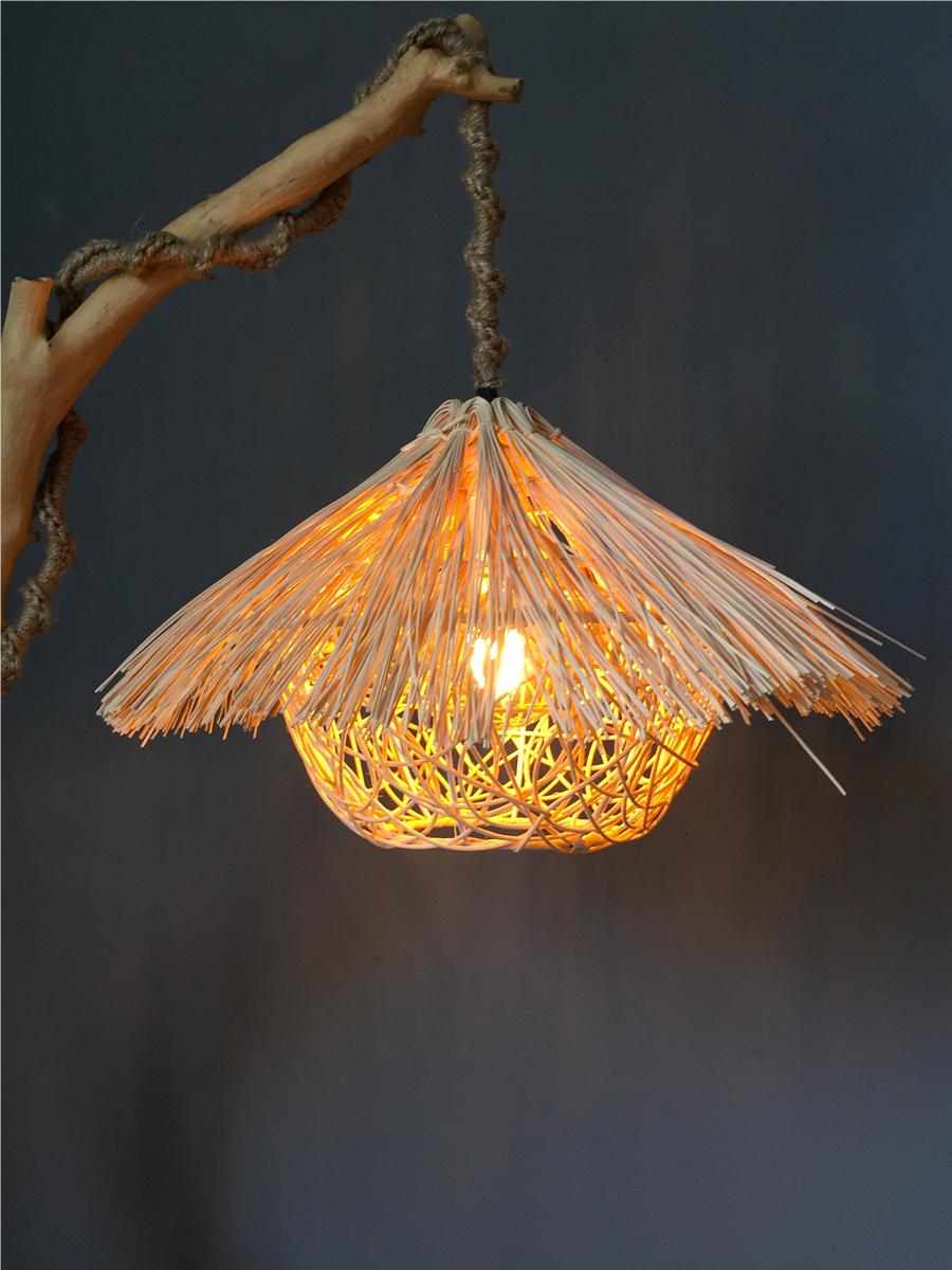 Rustic Rattan Wooden Birdcage Floor Lamp - Cueteks