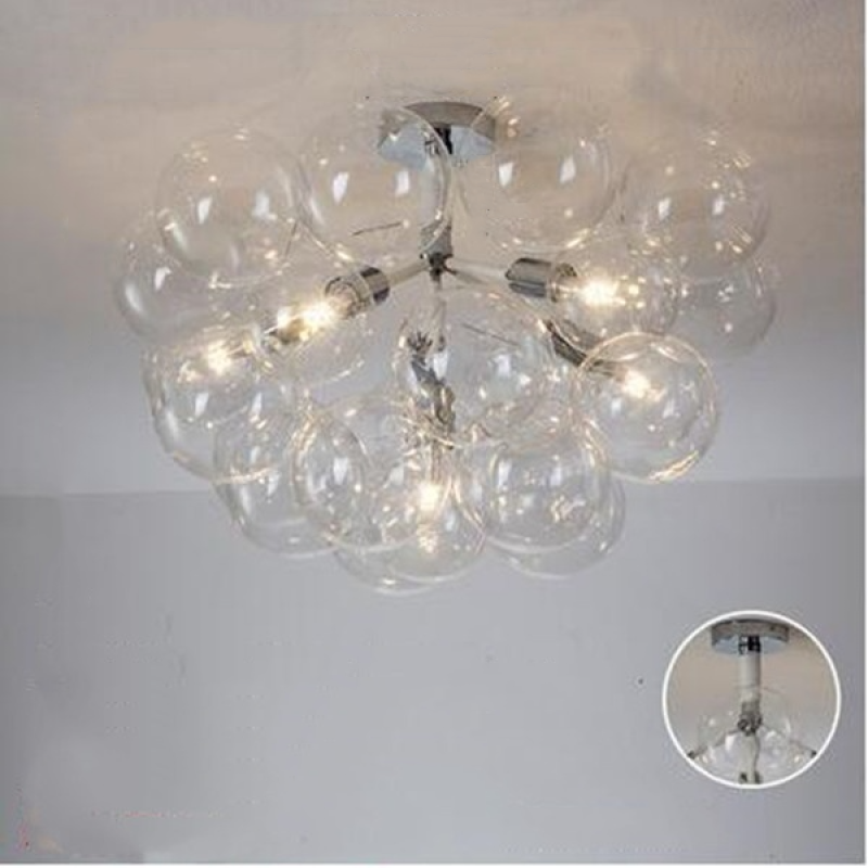 Valentina Nordic Luxury Clear Bubble Pendant Light , White/Black/Coffee - Cueteks