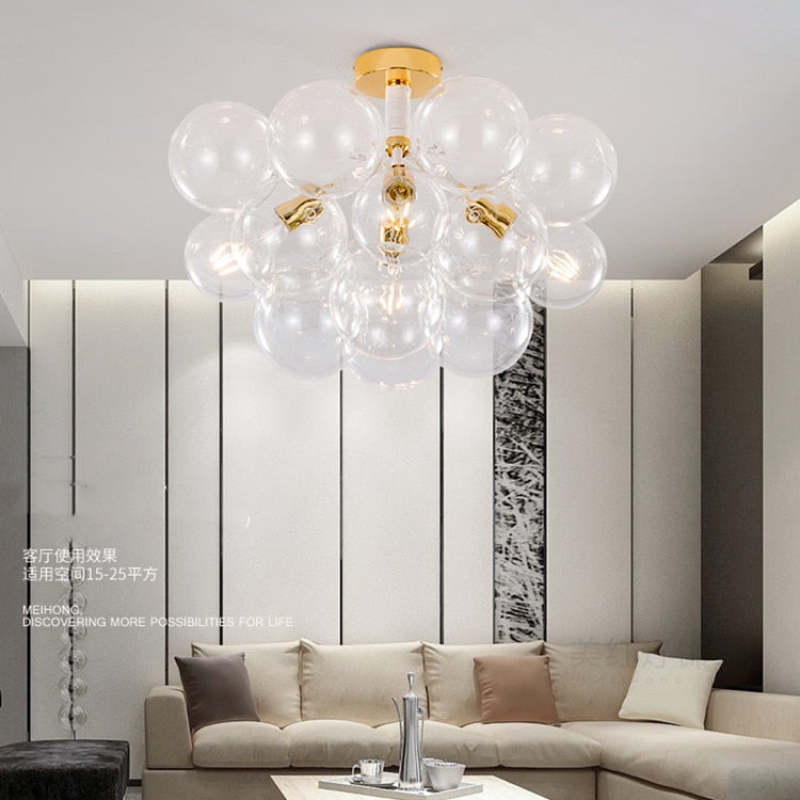 Valentina Nordic Luxury Clear Bubble Pendant Light , White/Black/Coffee - Cueteks