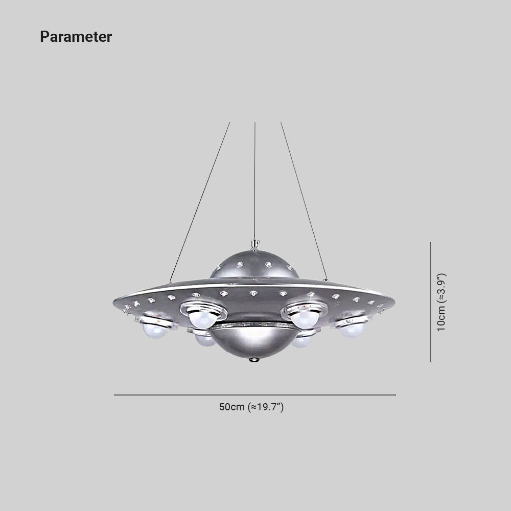 Alessio UFO pendant drawing showing 50 cm width and 10 cm fixture height