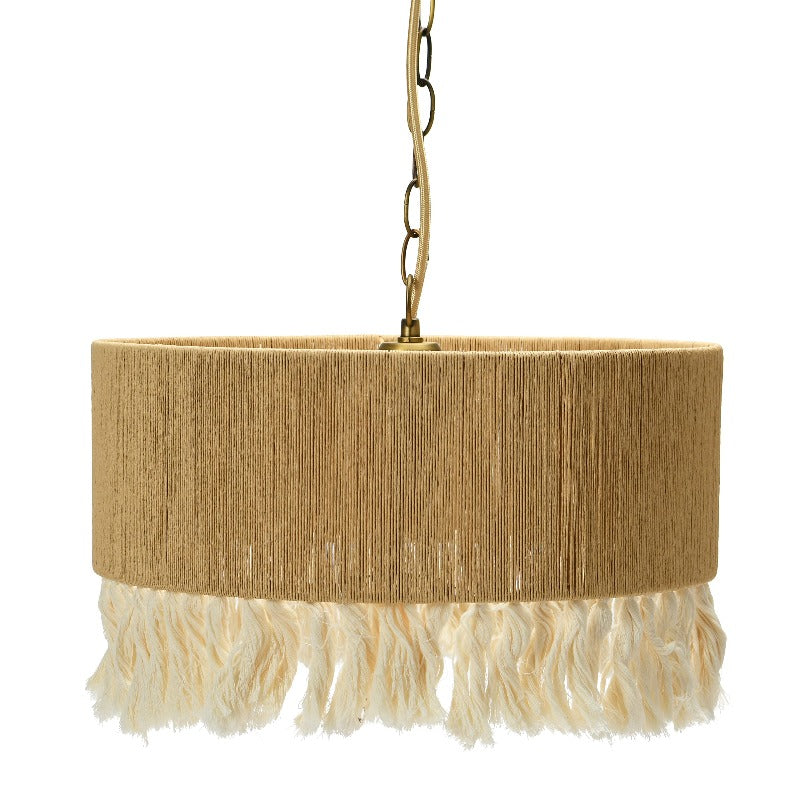 Wide rope drum pendant against white background