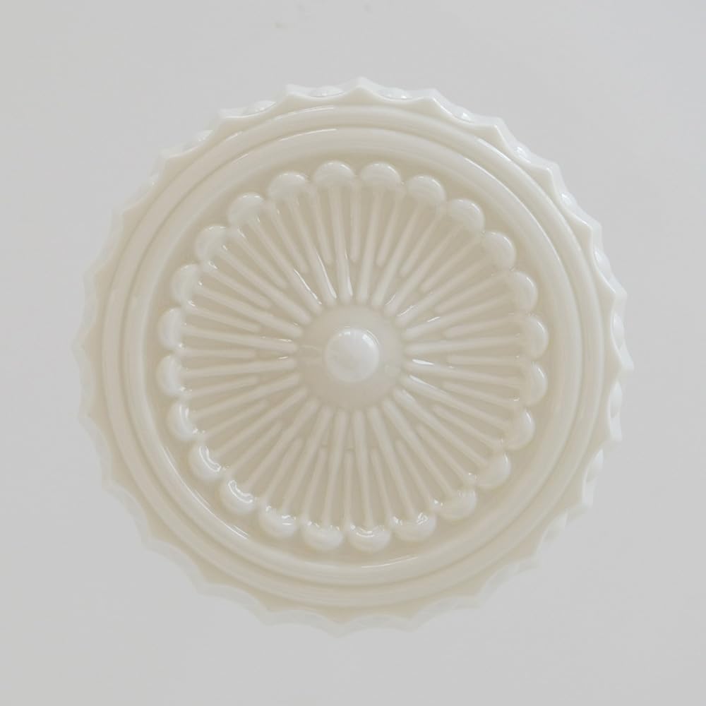 Radial floral relief on underside of glass shade