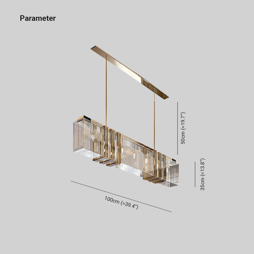 Kajetan Metal Chandelier Pendant Light, Luxury Rectangular Gold Living Room - Cueteks