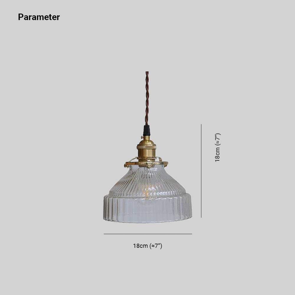 Cairns glass pendant diagram with 18 cm width and 18 cm fixture-height labels