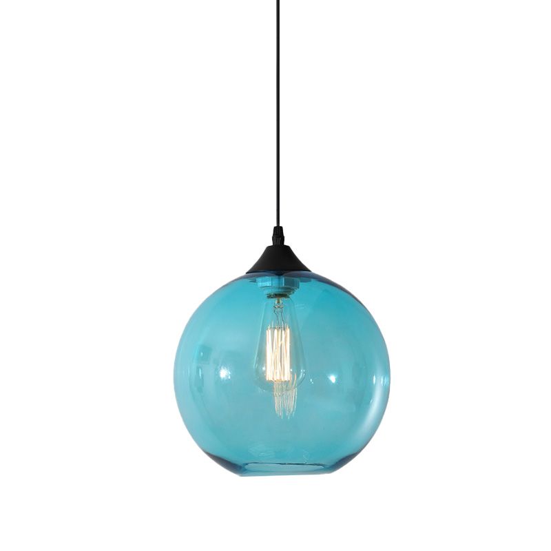 Isolated Sky Blue glass globe pendant
