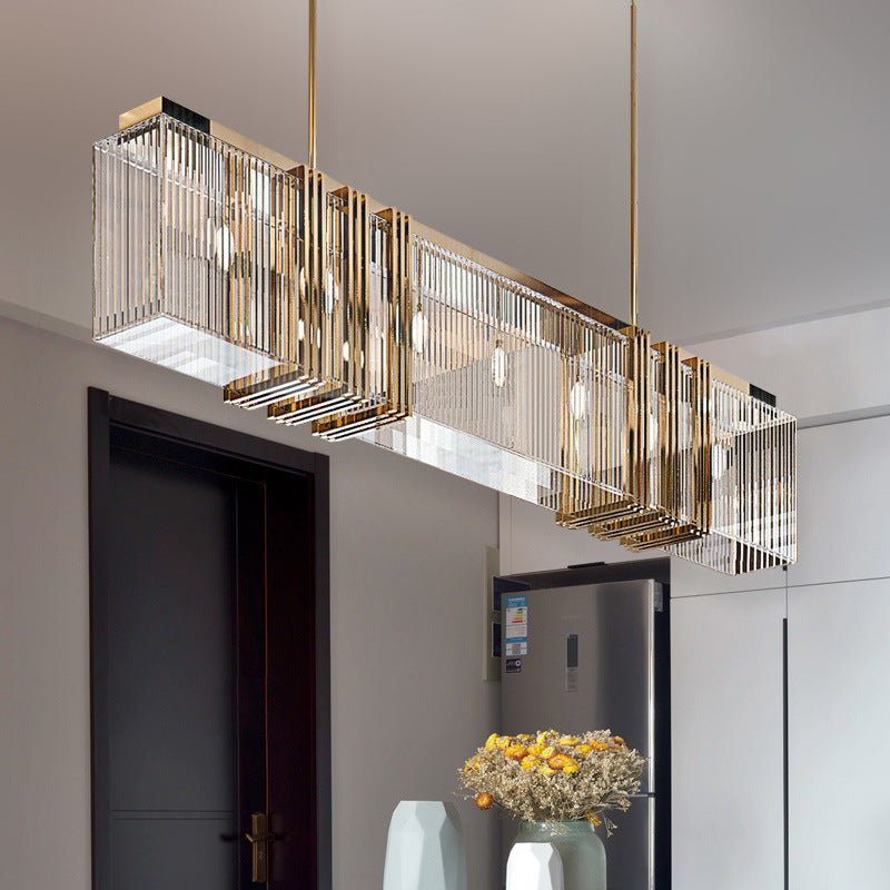 Kajetan Metal Chandelier Pendant Light, Luxury Rectangular Gold Living Room - Cueteks