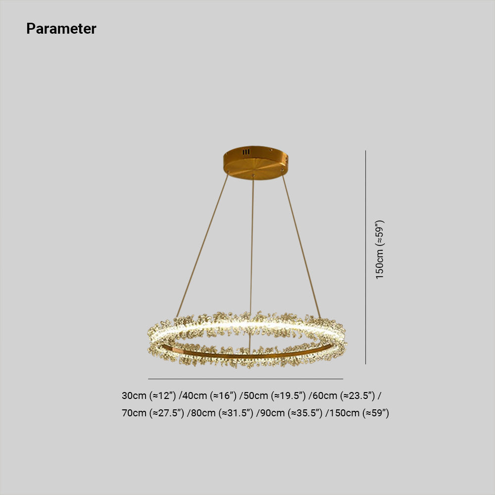 Kristy single-ring drawing with 30 to 90 cm diameter labels and a 150 cm vertical dimension; 150 cm is also repeated in the bottom text.
