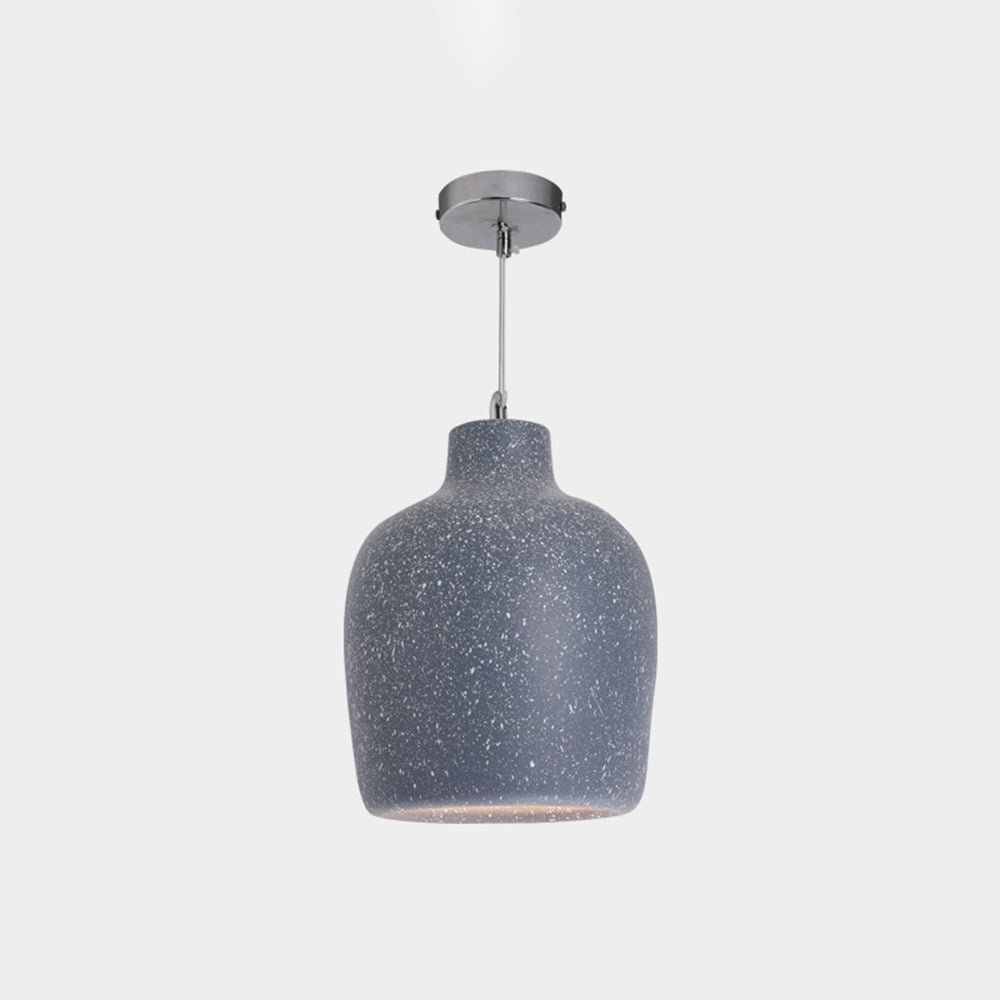 Dark Blue finish view of the Byers jar-shaped pendant light, with fine pale speckles, a narrow neck and rounded shoulders.