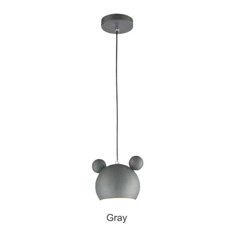 Gray Morandi round-ear pendant light with a black cord and matching round ceiling canopy