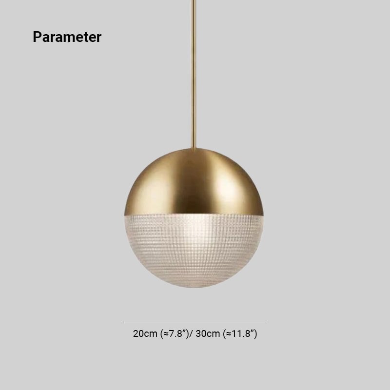 Hailie globe diameter guide: 20 or 30 cm, approximately 7.8 or 11.8 inches; no hanging length shown