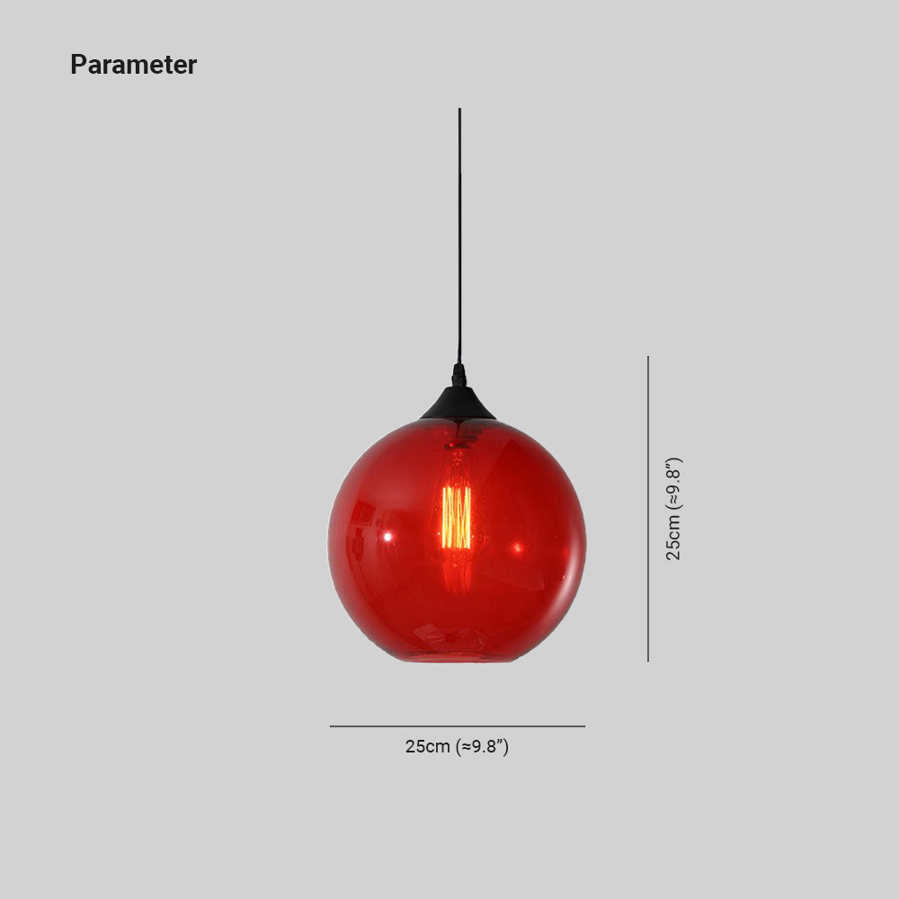 Red glass globe diagram marked 25 cm wide and 25 cm high