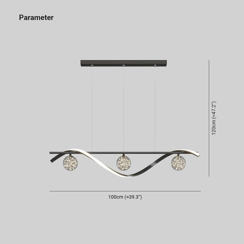 Black Louise size drawing showing 100 cm span and 120 cm pictured drop
