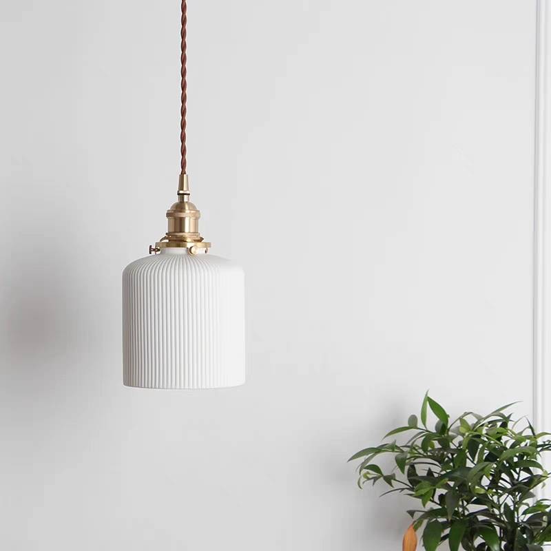 Valentina Shape B with a wide ribbed cylindrical white shade