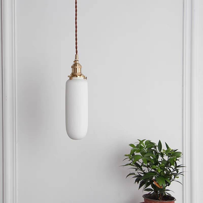 Valentina Shape A with a narrow elongated ribbed white shade