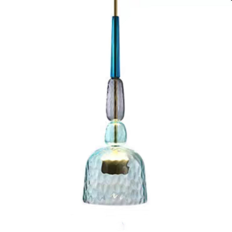 Short textured pale blue glass cup pendant