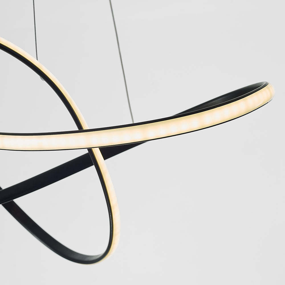 Close-up of Louise curved black frame and illuminated strip.