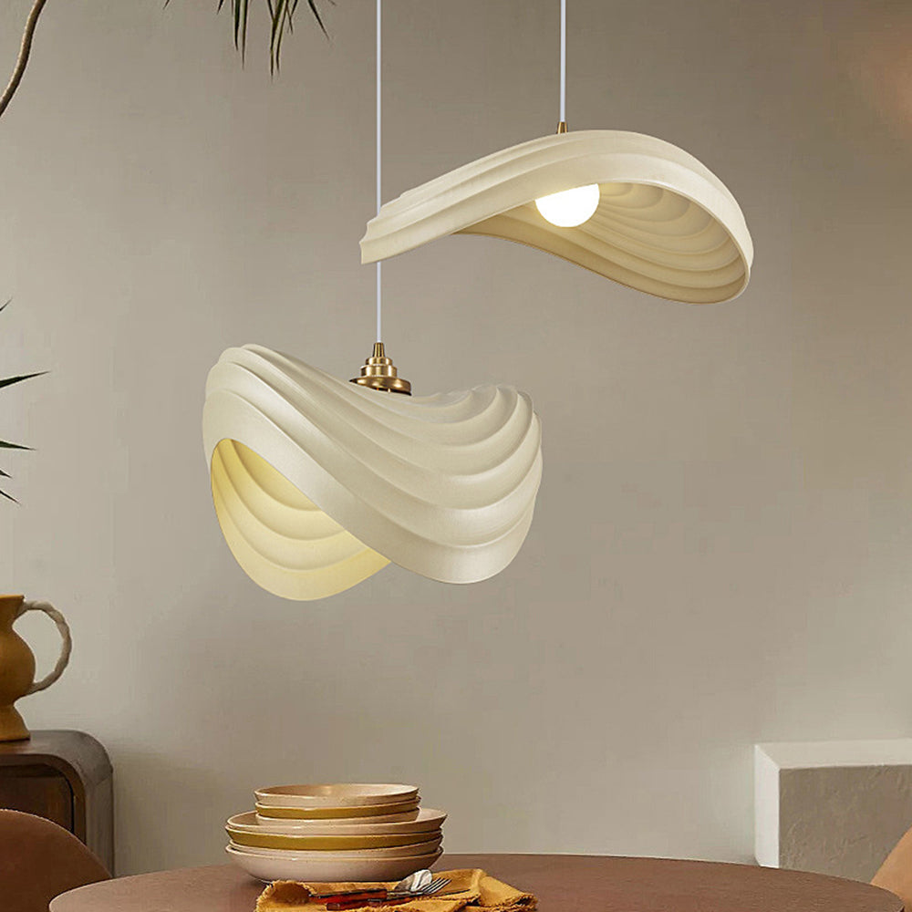 Renée Wabi-Sabi Minimalisme Ripple Pendant Light, Resin&Metal - Cueteks