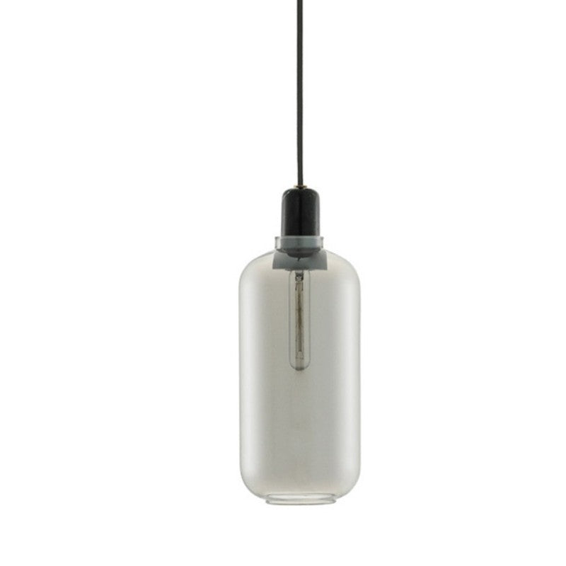 Narrow smoke-gray Hailie pendant with a marble fitting